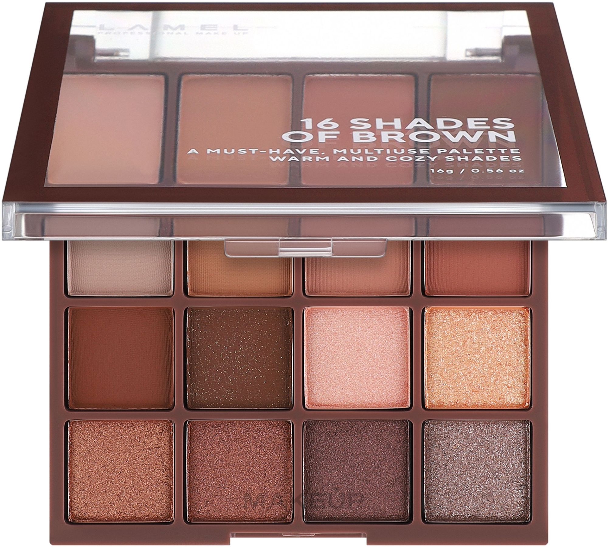 Paleta cieni do powiek - LAMEL Make Up Eyeshadow 16 Shades of Brown Palette — Zdjęcie 16-3