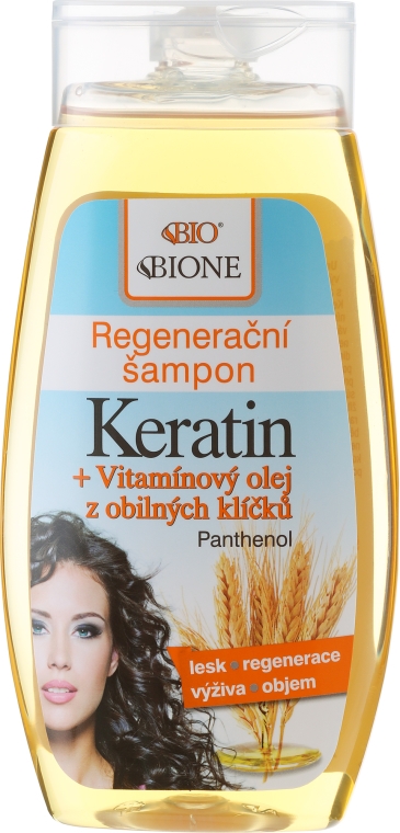 Regenerujący szampon do włosów z olejem z kiełków zbóż - Bione Cosmetics Keratin + Grain Sprouts Oil Regenerative Shampoo — Zdjęcie N1