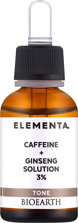 Serum do twarzy Kofeina+żeń-szeń 3% - Bioearth Elementa Tone Caffeine + Ginseng Solution 3%