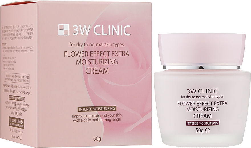 Krem nawilżający do twarzy - 3W Clinic Flower Effect Extra Moisturizing Cream — Zdjęcie N2