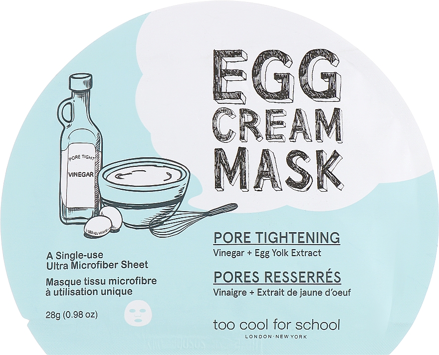 Maseczka w płachcie do twarzy zwężająca pory - Too Cool For School Egg Cream Mask Pore Tightening — Zdjęcie N1