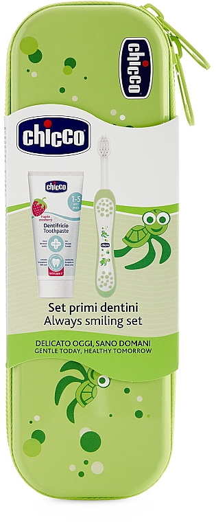 Podróżny zestaw zielony dla dzieci - Chicco (Toothbrush + Toothpaste 50 ml) — Zdjęcie N2