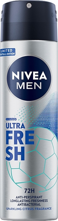 Antyperspirant w sprayu dla mężczyzn - Nivea Men Ultra Fresh Limited Football Edition — Zdjęcie N1
