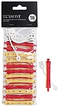 Kup Wałki do kręcenia włosów na zimno 7x70 mm, czerwono-żółte - Lussoni Cold-Wave Rods With Rubber Band