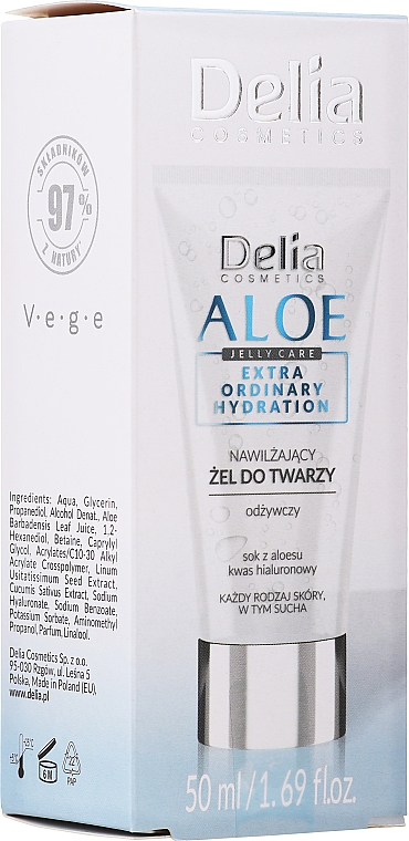 Nawilżający żel do twarzy z aloesem - Delia Aloe Jelly Care Extra Ordinary Hydration — Zdjęcie N2