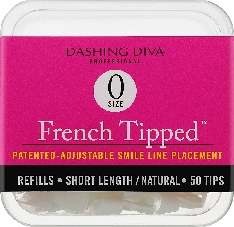 Tipsy krótkie naturalne French - Dashing Diva French Tipped Short Natural 50 Tips (Size 0) — Zdjęcie N1