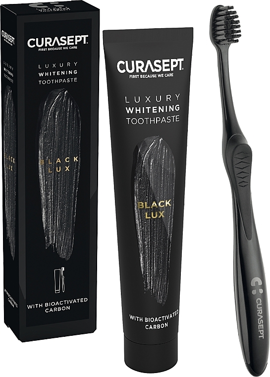 Zestaw - Curaprox Curasept Black Whitening Luxury (t/paste/75ml + toothbrush) — Zdjęcie N2
