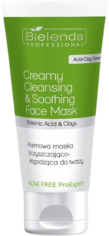 Maseczka kremowa do twarzy - Bielenda Professional Acne Free Pro Expert Creamy Cleansing And Soothing Face Mask  — Zdjęcie N1