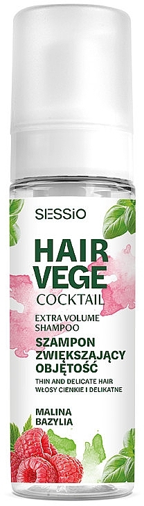 Szampon zwiększający objętość w piance Malina i bazylia - Sessio Hair Vege Cocktail Extra Volume Shampoo — Zdjęcie N1