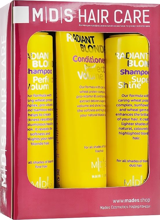 Zestaw Lśniąca Blondynka - Mades Cosmetics (shm 2 x 250 ml + cond 250 ml) — Zdjęcie N2