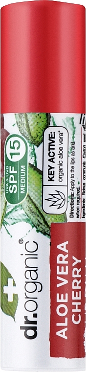 Balsam do ust z aloesem i ekstraktem z wiśni - Dr Organic Bioactive Skincare Aloe Vera Cherry Lip Balm SPF15