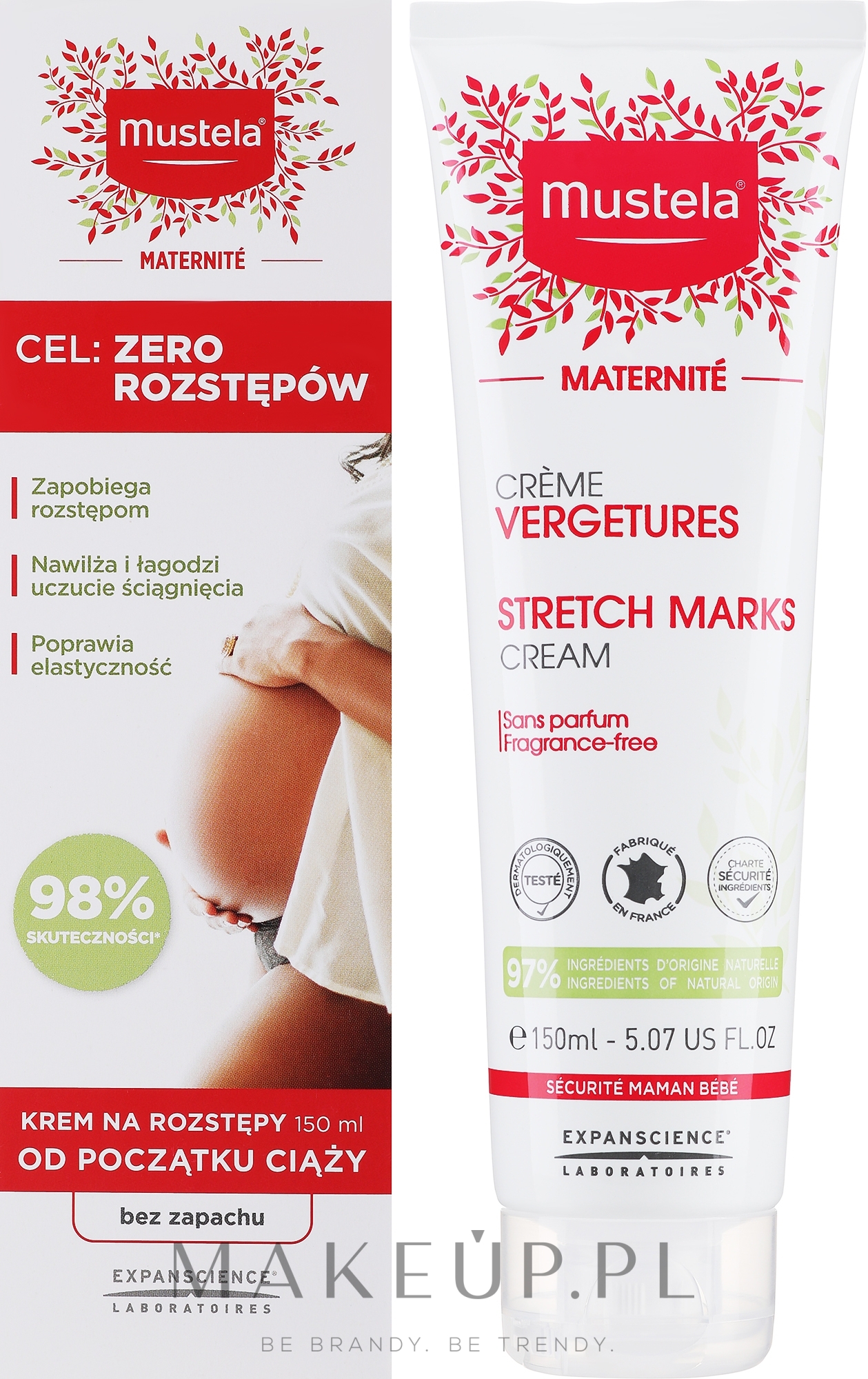 Bezzapachowy krem na rozstępy 3 w 1 - Mustela Maternité Stretch Marks Cream 3in1 — Zdjęcie 150 ml