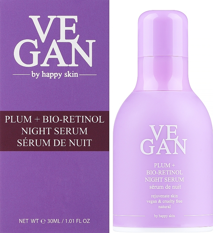 Serum do twarzy na noc z ekstraktem ze śliwki i bio-retinolem - Vegan By Happy Skin Plum + Bio-Retinol Night Serum — Zdjęcie N2