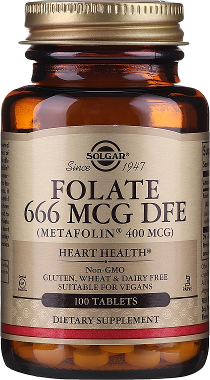 Suplement diety Kwas foliowy Metafolin 400mcg - Solgar Health & Beauty Folate 666 MCG DFE Metafolin — Zdjęcie N4