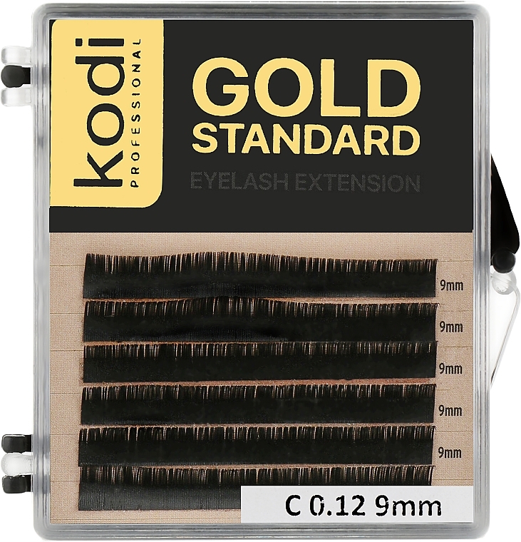 Sztuczne rzęsy Gold Standart C 0.12 (6 rzędów: 9 mm) - Kodi Professional — Zdjęcie N1