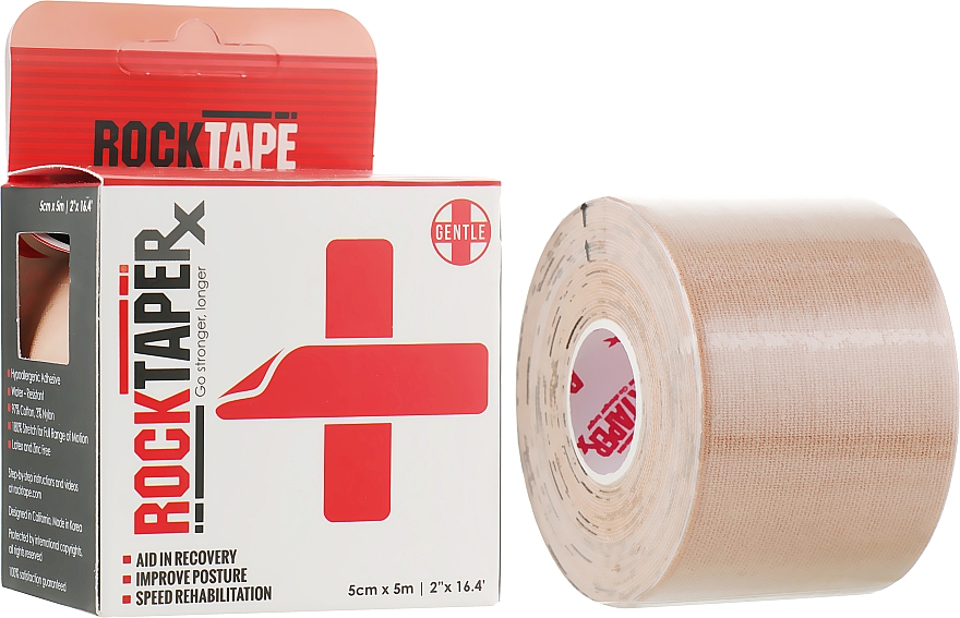 Taśma do kinesiotapingu Beżowa - RockTape Kinesio Tape RX — Zdjęcie N1