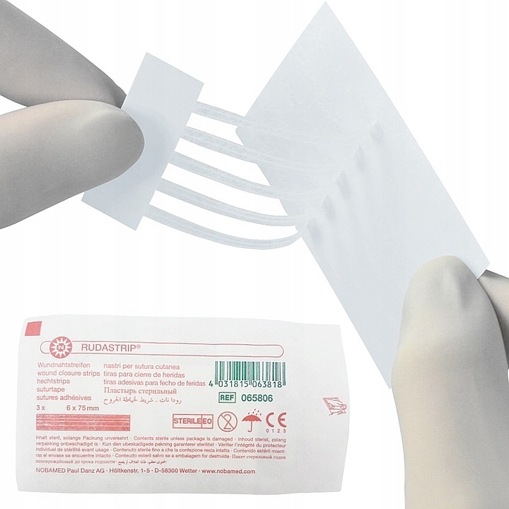 Sterylny plaster 0,6 x 7,5 cm, 50 szt. - Nobamed Rudastrip Suture — Zdjęcie N3