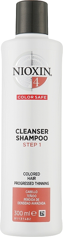 Szampon oczyszczający chroniący kolor włosów i zmywający sebum, kwasy tłuszczowe i zanieczyszczenia środowiskowe - Nioxin System 4 Color Safe Cleanser Shampoo Step 1 — Zdjęcie N1