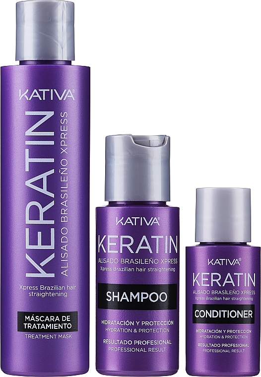 Zestaw - Kativa Keratin (shm/50ml + cond/30ml + hair/cr/150ml) — Zdjęcie N2