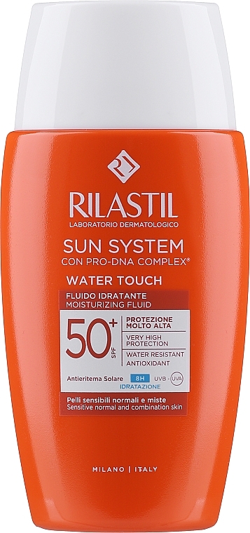 Nawilżający płyn z filtrem przeciwsłonecznym na bazie wody z SPF 50 - Rilastil Sun System Fluide Water Touch SPF 50+
