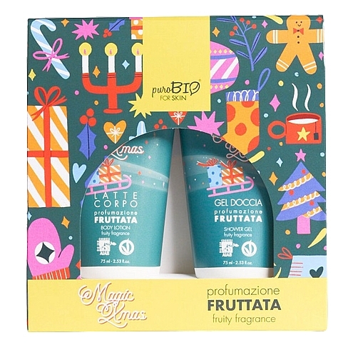 PRZECENA! Zestaw - PuroBio Cosmetics Magic Xmas Fruttata Kit (sh/gel/75ml + b/lot/75ml) * — Zdjęcie N1