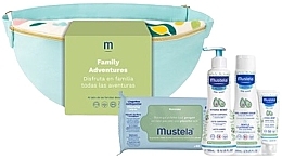 Kup Zestaw - Mustela Family Adventures Banana Bag Pastel (bag + wipes/60pcs + milk/300ml + gel/200ml + cr/40ml)