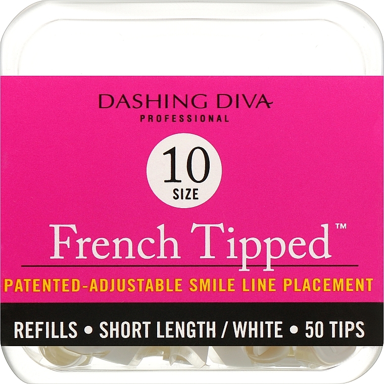 Krótkie tipsy French - Dashing Diva French Tipped Short White 50 Tips (Size10) — Zdjęcie N1