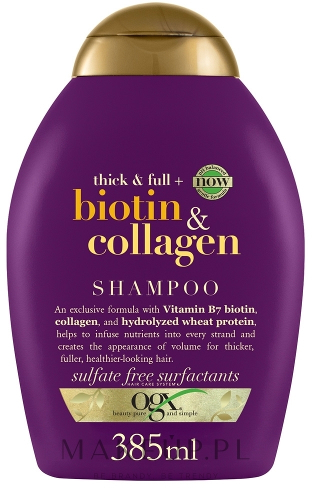 Szampon z biotyną i kolagenem zwiększający objętość włosów - OGX Thick And Full Biotin Collagen Shampoo — Zdjęcie 385 ml