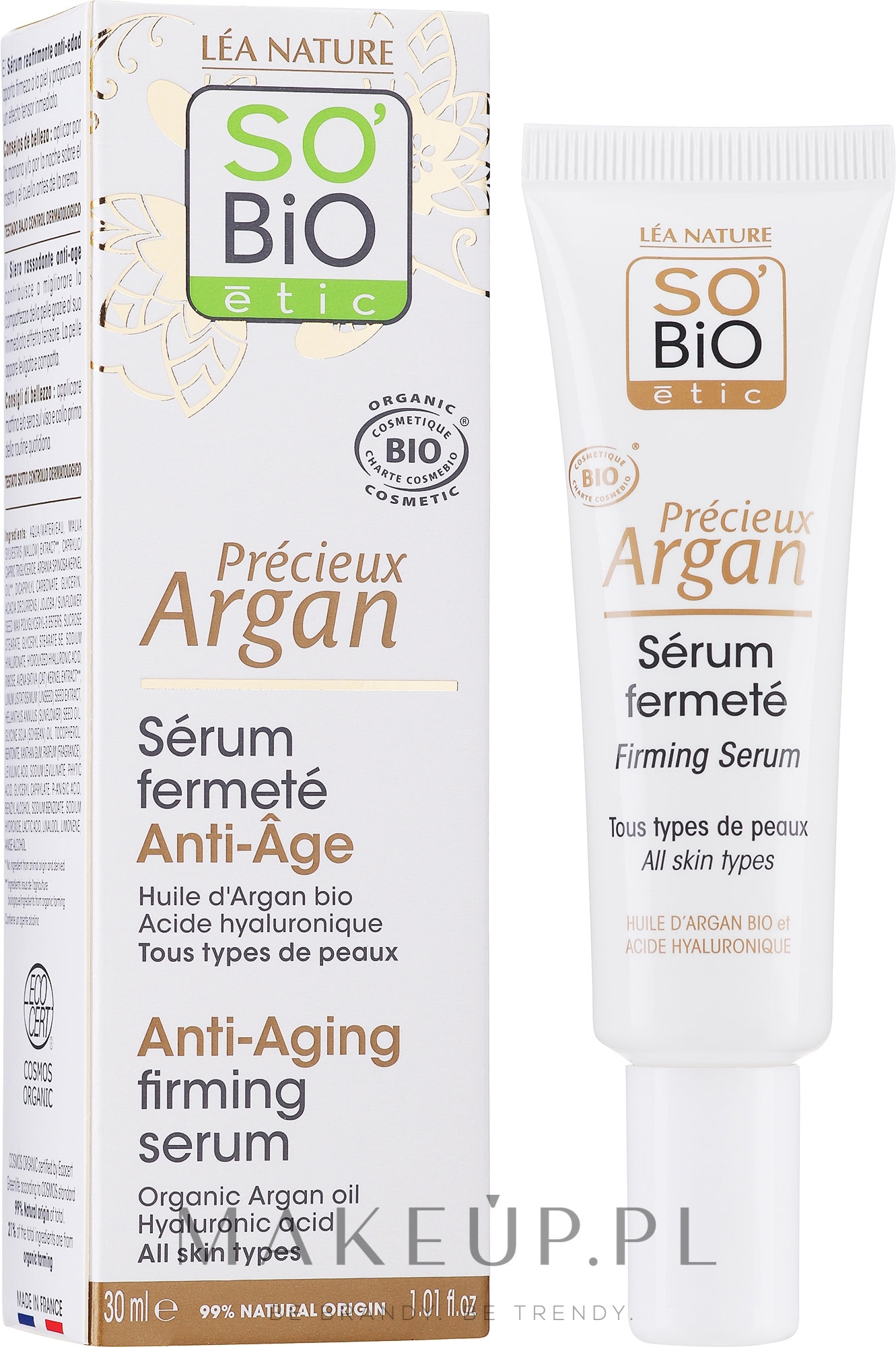 Ujędrniające serum przeciwzmarszczkowe do twarzy - So'Bio Etic Argan Anti-Age Firming Serum — Zdjęcie 30 ml