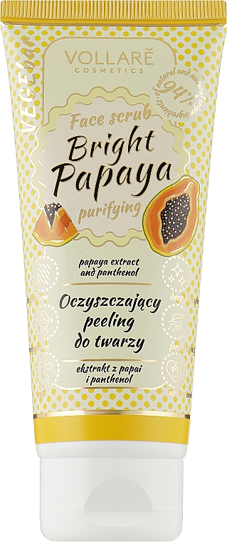 Oczyszczający peeling do twarzy z ekstraktem z papai i pantenolem - Vollare Bright Papaya Purifing Face Scrub
