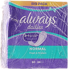 PRZECENA! Wkładki higieniczne, 60 szt. - Always Dailies Fresh & Protect Panty Liners Normal * — Zdjęcie N3