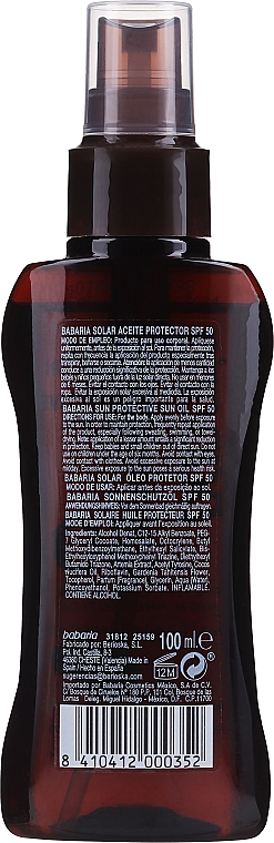 Olejek do opalania SPF 50 - Babaria Sun Protective Sun Oil SPF50 — Zdjęcie N2