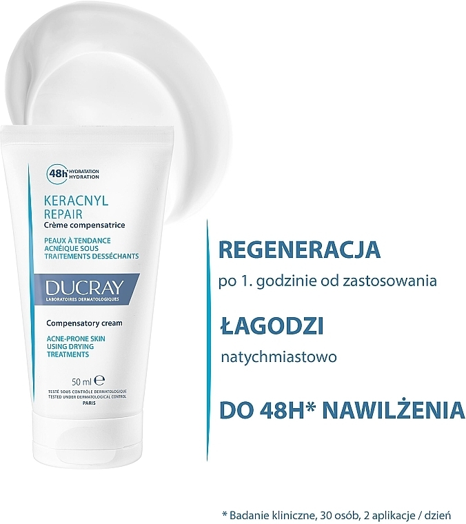 	Krem rewitalizujący do skóry trądzikowej po zabiegach kosmetycznych - Ducray Keracnyl Repair Compensatory Cream — Zdjęcie N5