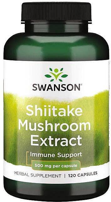 Suplement diety Ekstrakt z grzybów Shiitake, 500 mg, 120 kapsułek - Swanson Shiitake Mushroom Extract — Zdjęcie N1