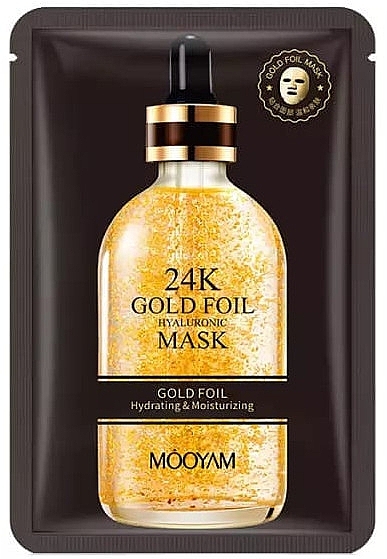 Nawilżająca maska ​​do twarzy z kwasem hialuronowym i 24-karatowym złotem - Mooyam 24K Gold Foil Hyaluronic Mask — Zdjęcie N1