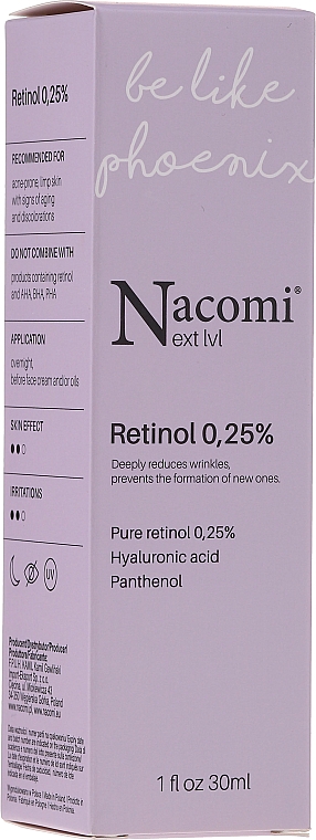 Serum do twarzy na noc z retinolem 0,25% - Nacomi Next Level Retinol 0,25%