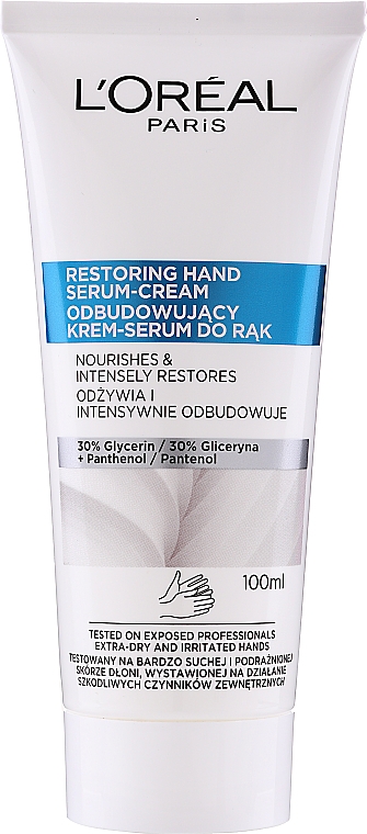 Odbudowujący krem-serum do rąk Tauryna roślinna + drzewo tara - L'Oreal Paris Dermo Restoring Hand Serum-Cream