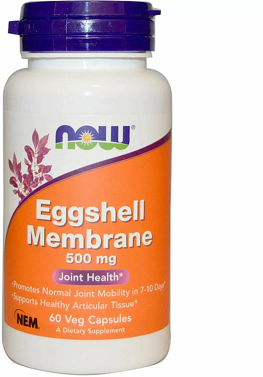 Membrana ze skorupki jajka, 500 mg - Now Foods Eggshell Membrane — Zdjęcie N1