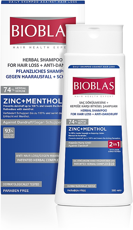 Szampon przeciw wypadaniu włosów i łupieżowi - Bioblas Zinc Pyrithione Against Hair Loss And Dandruff Shampoo — Zdjęcie N1