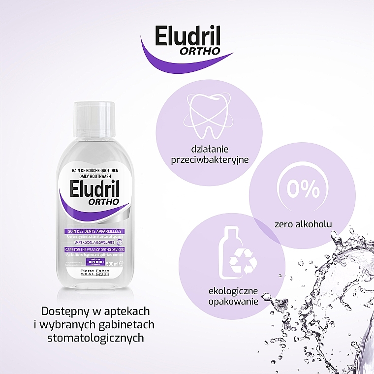 Płyn do płukania jamy ustnej do codziennej pielęgnacji - Elgydium Eludril Ortho Mouthwash — Zdjęcie N3