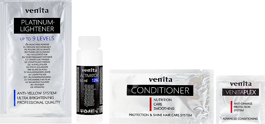 PRZECENA! Rozjaśniacz do włosów o 9 tonów - Venita Plex Platinum Lightener * — Zdjęcie N2