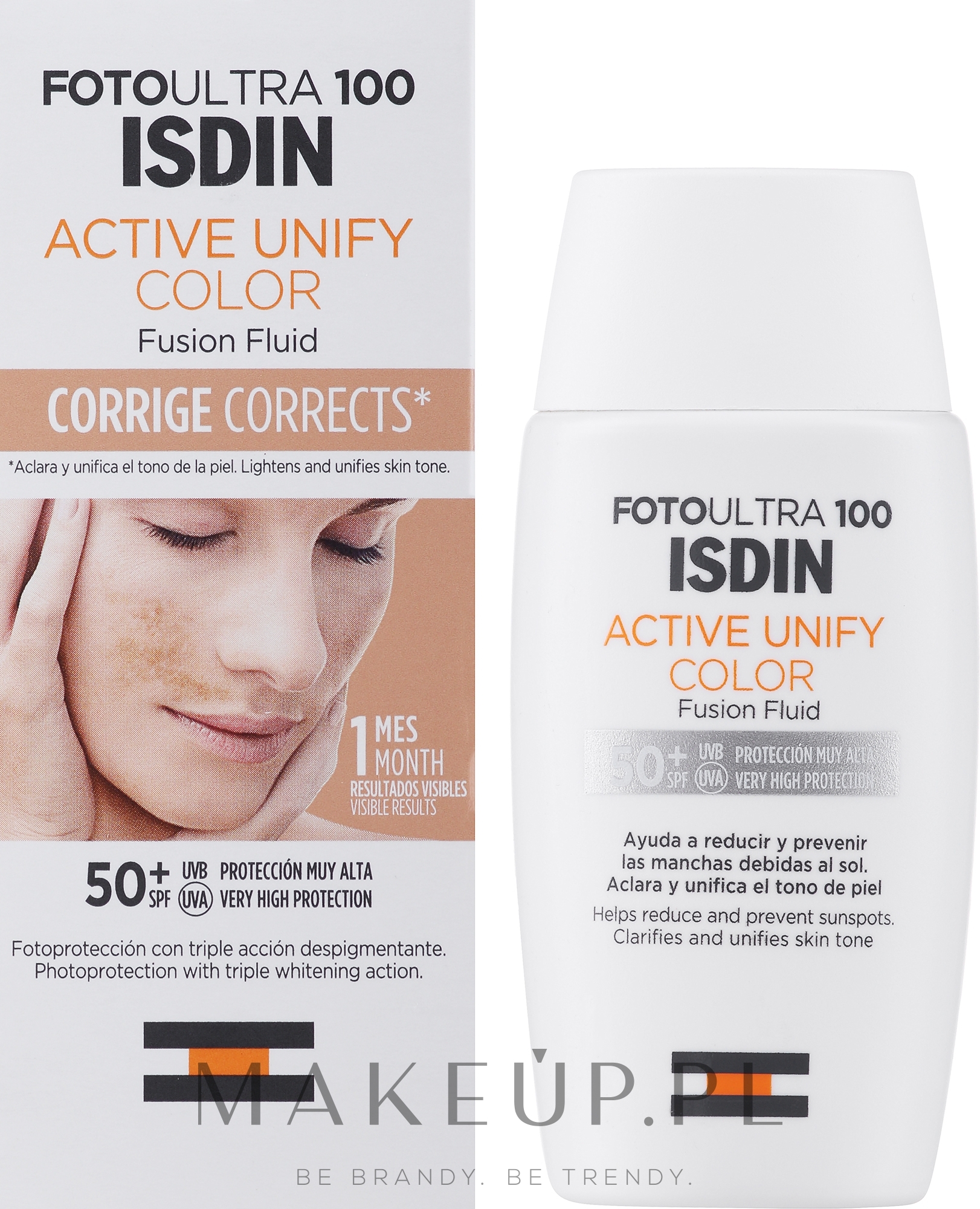 Fluid do twarzy z efektem koloryzującym - Isdin Foto Ultra 100 Active Unify SPF 50+ — Zdjęcie 50 ml