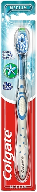 Szczoteczka do zębów Max White, średnia twardość, różowa - Colgate Max White Medium With Polishing Star — Zdjęcie N1