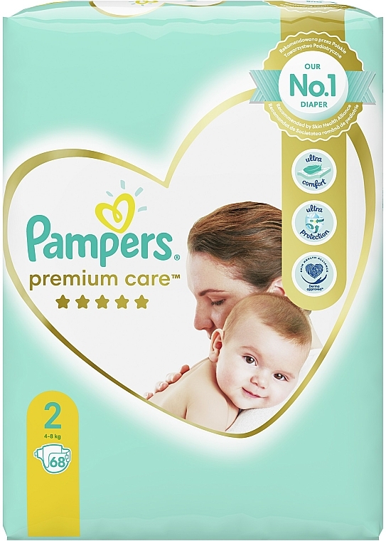 Pieluchy Premium Care Newborn (4-8 kg), 68 szt - Pampers — Zdjęcie N3