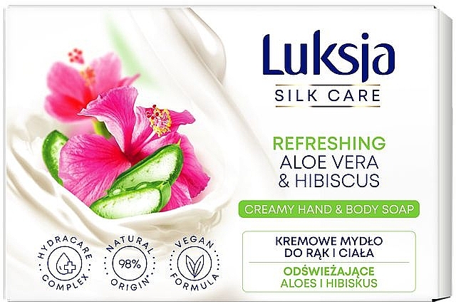 Kremowe mydło Aloes i hibiskus - Luksja Silk Care Refreshing Aloe Vera & Hibiscus Creamy Hand & Body Soap — Zdjęcie N1