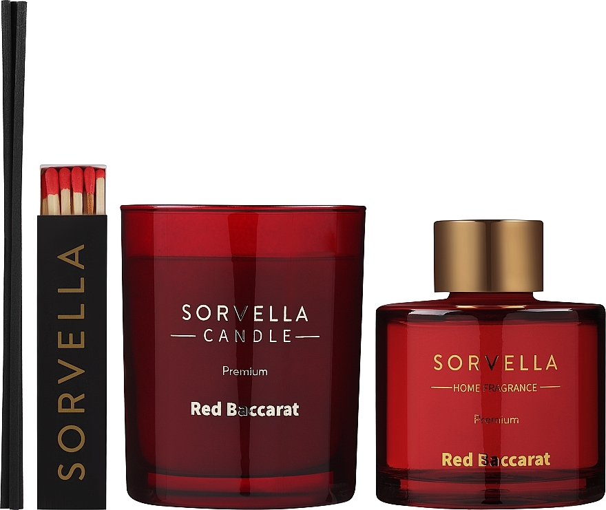Zestaw podróżny - Sorvella Perfume Home Fragrance Red Baccarat (aroma diffuser/120ml + candle/170g) — Zdjęcie N2