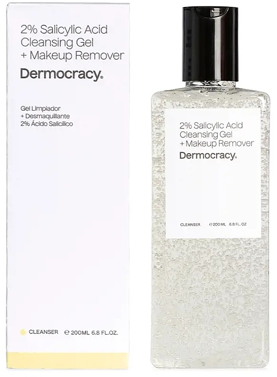 Detoksykujący żel do twarzy z węglem aktywnym - Dermocracy 2% Salicylic Acid Cleansing Gel + Make-Up Remover — Zdjęcie N1