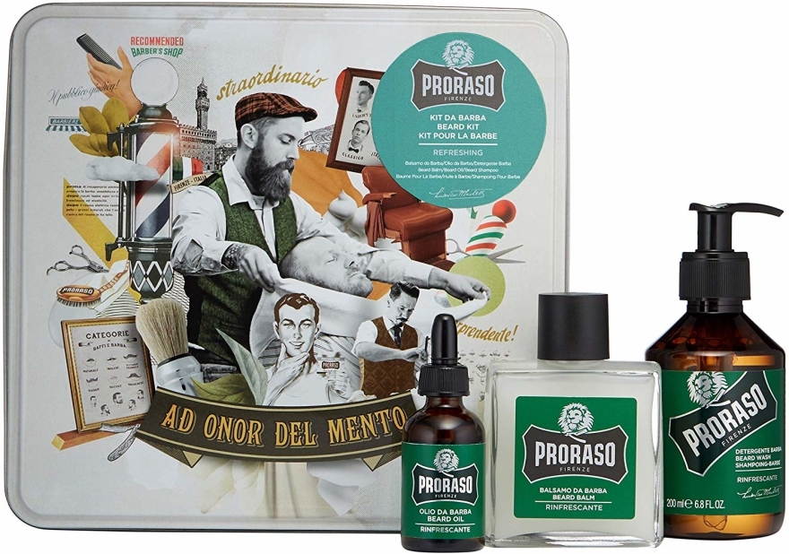 Zestaw do brody - Proraso Refreshing Gift Set (beard wash 200 ml + beard balm 100 ml + beard oil 30 ml) — Zdjęcie N1