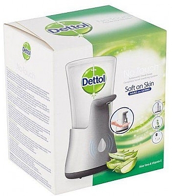 PRZECENA! Bezdotykowy aplikator mydła w płynie + wkład aloesowy - Dettol Soft On Skin Aloe Vera&Vitamin E * — Zdjęcie N1