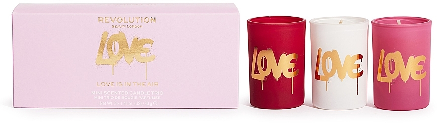 Zestaw - Makeup Revolution Love Is In The Air Mini Candle Gift Set (3x40g) — Zdjęcie N1